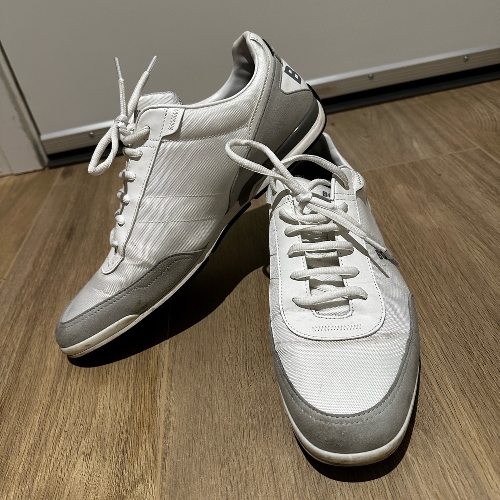 Boss White and Gray Men's Sneakers